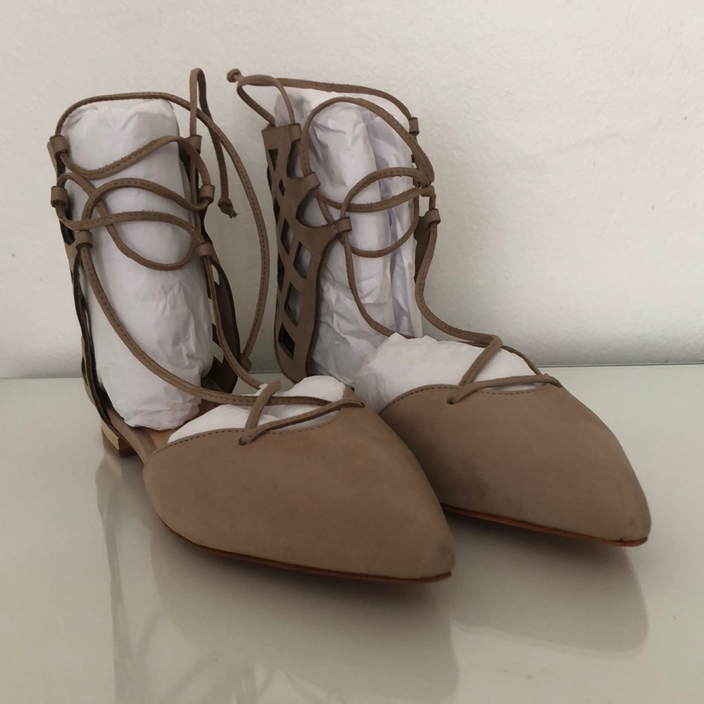 NWT Schutz Kiley Pointed Flats- Ankle Tie - Size 6